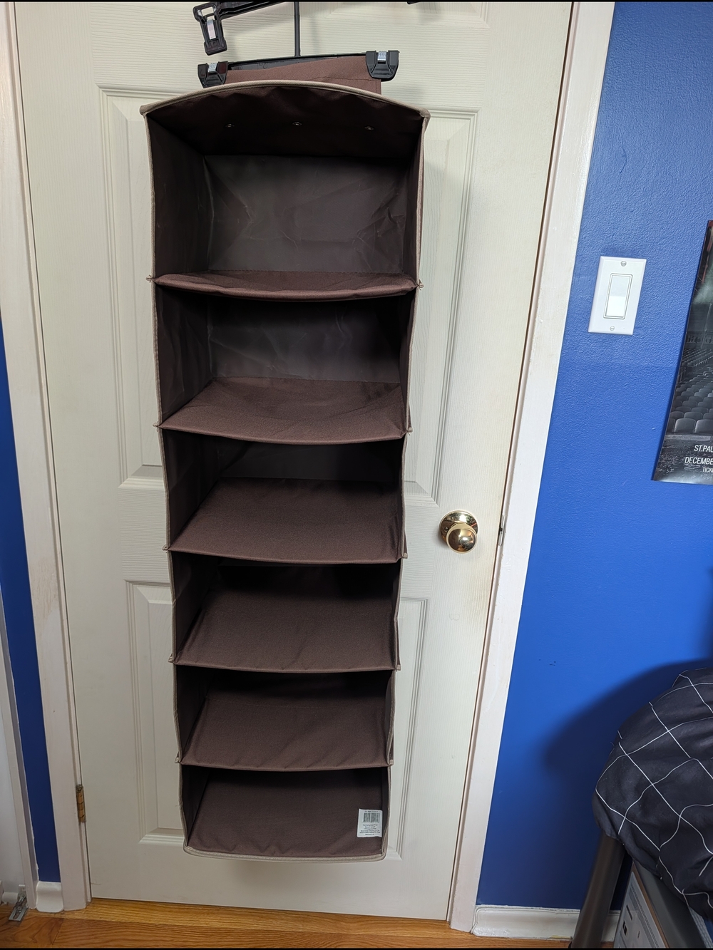 Brown Closet Hanging Storage, 6-Shelf Organizer -